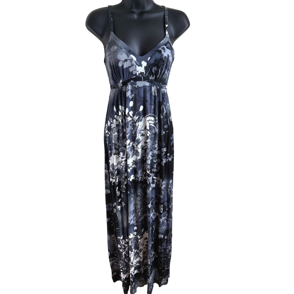 Vintage Express Maxi Dress XS Whimsygoth‎ Y2K Abstract Floral Open Back Halter